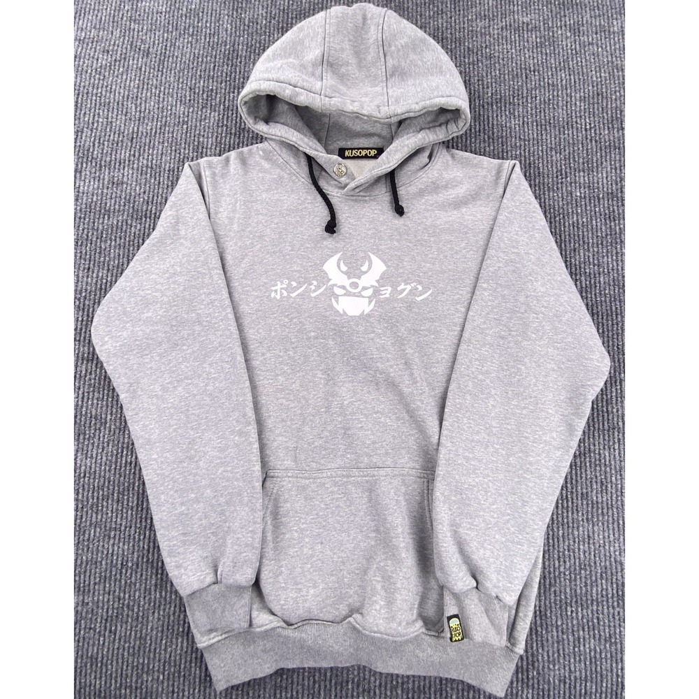 KUSOPOP Ponshogun Grey Hoodie Size M 100% Cotton Samurai Shogun Streetwear